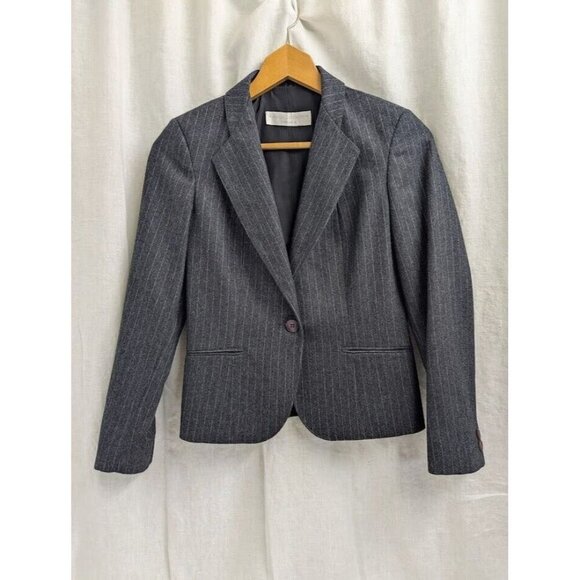 Nanci Jennifer Canada women's 5 wool blend suit jacket, gray white pin stripe - Picture 1 of 11